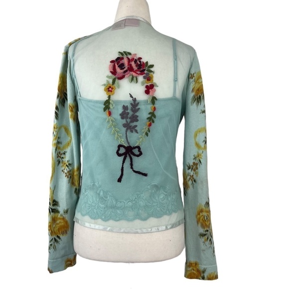 parfait FLORAL PRINT SHEER BACK CARDIGAN WITH W.D.N.Y. SILK SHELL - Picture 7 of 14
